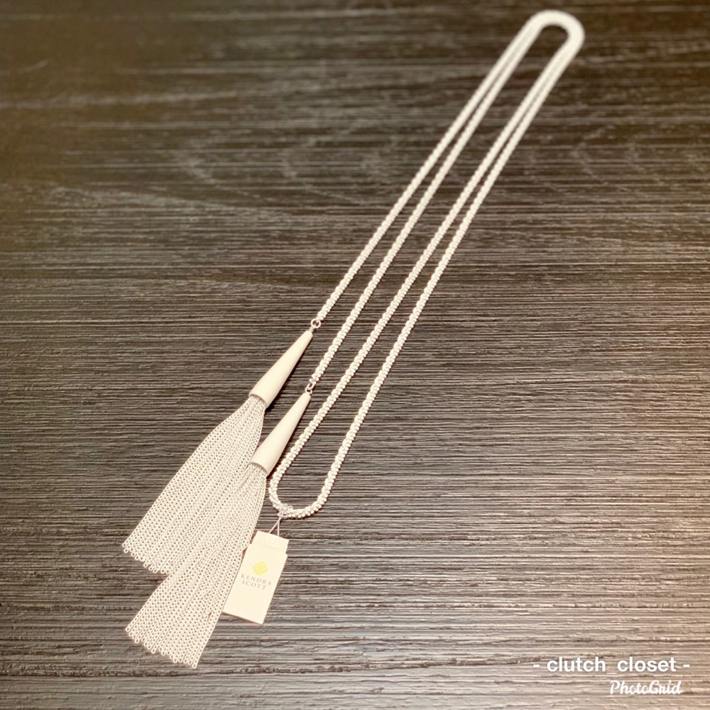 KENDRA SCOTT Phara Lariat WHITE Matte Necklace - Picture 4 of 8